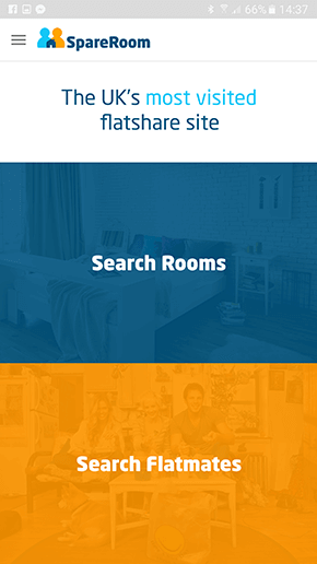 SpareRoom touch app screen
