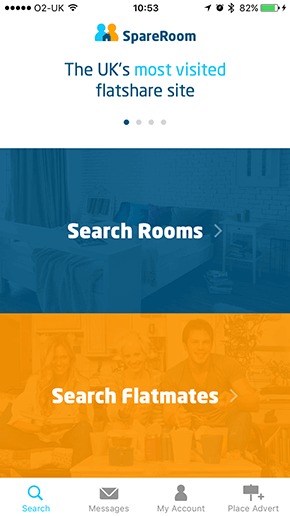 SpareRoom touch app screen