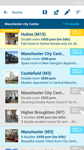SpareRoom Android App screenshot of contact