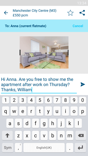 SpareRoom Android App screenshot of contact