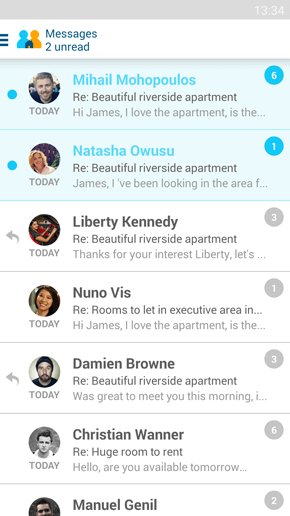 SpareRoom Android App screenshot of messages