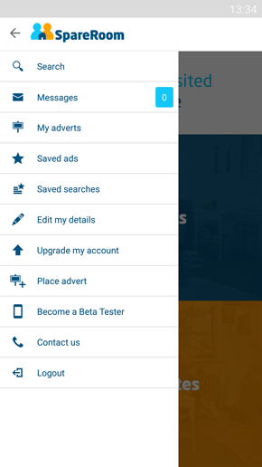 SpareRoom Android App screenshot of your account