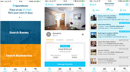 SpareRoom app screenshots